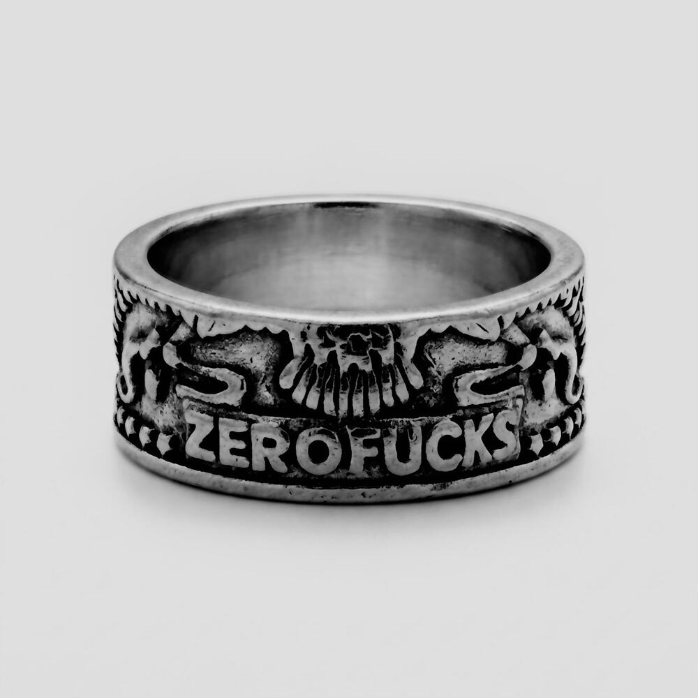 🧚🏻♀️ Men’s Size 12 “Zero F*cks” Cigar Band Style Silver Tone Ring